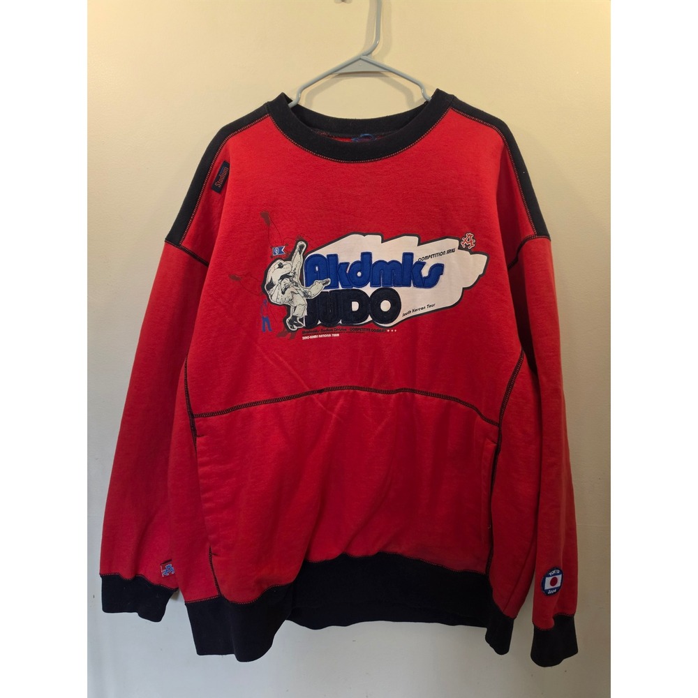 Akademiks Judo Competition Series Sweatshirt Red Navy Blue Mens XL Tokyo 2004